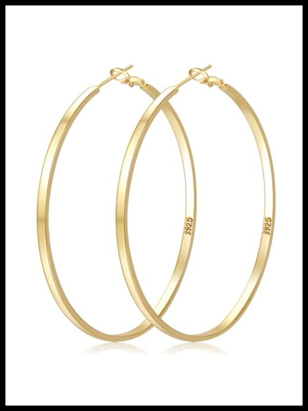 Sterling Silver Hoop Earrings Hypoallergenic 14K Gold Plated Clip On